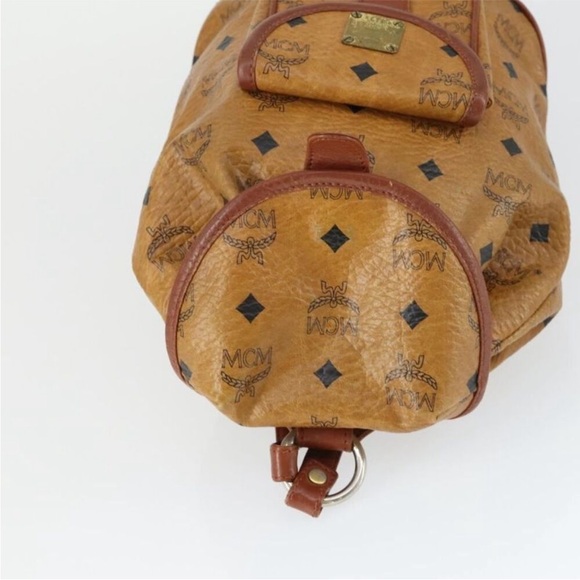 MCM Cognac Logo Canvas Backpack with Brown Leather Trim main image 11